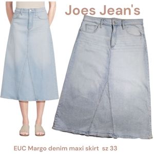 joes jeans denim maxi skirt margo midi A-line light wash jean skirt women's 33